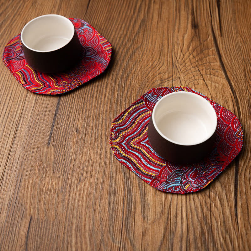 Sea Wave Bamboo Plum Blossom Brocade Tea Mat 48x22cm Zen Decor