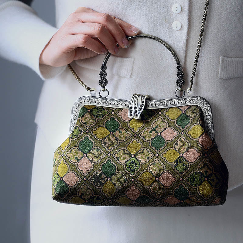 Green Leaves Crossbody Bag with Metal Chain | Spiritual Accessories