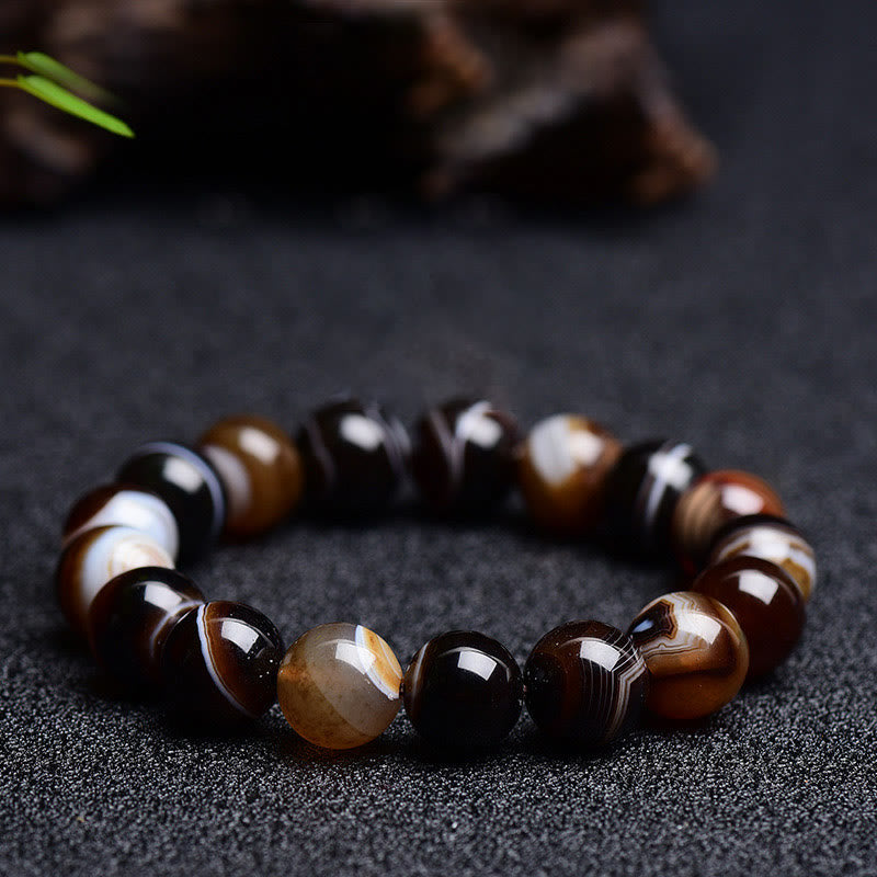 6mm Tibetan Sardonyx Bracelet for Positivity & Courage