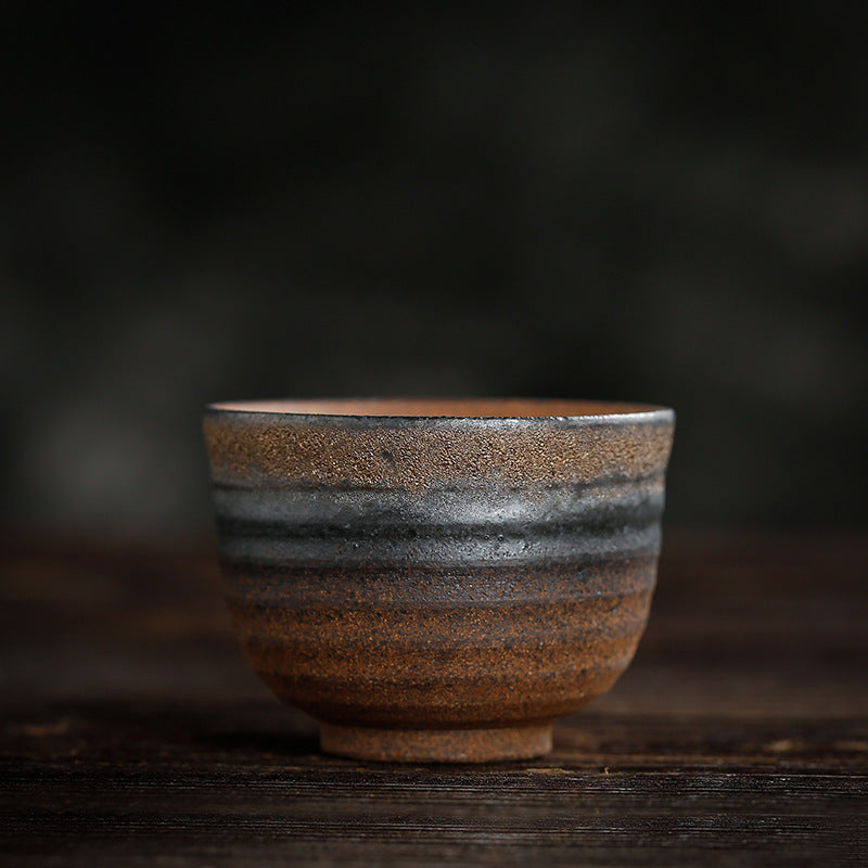 Striped Ceramic Teacup 80ml | Zen Decor Bowl