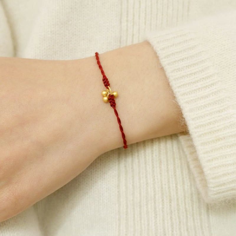 925 Sterling Silver Gold Plated Luck Red String Bracelet Unisex