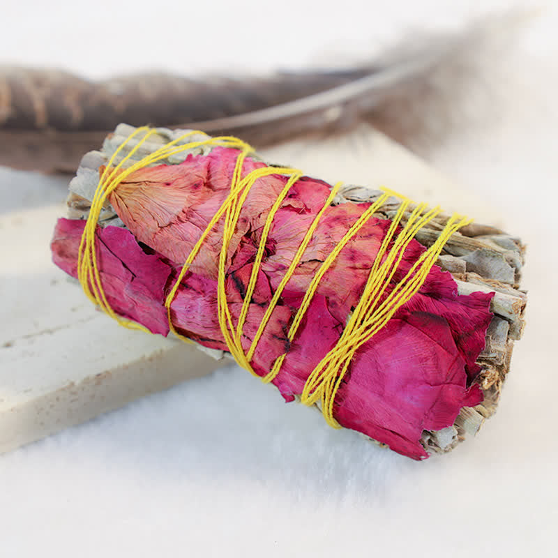 Red Rose Smudge Stick for Home Cleansing | Meditation Ritual
