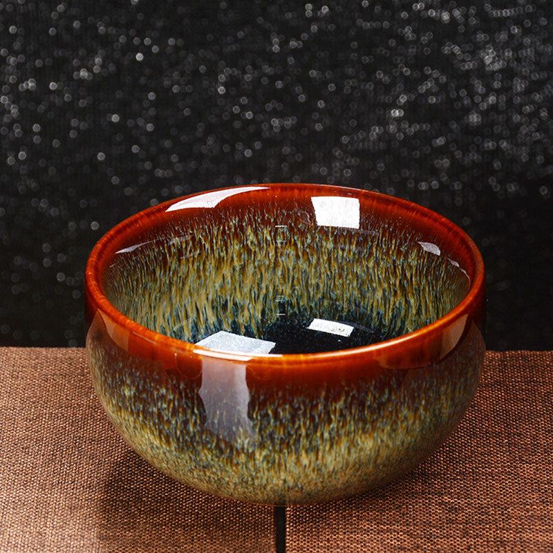 8cm Ceramic Jian Zhan Dragon Lotus Teacup | Zen Decor