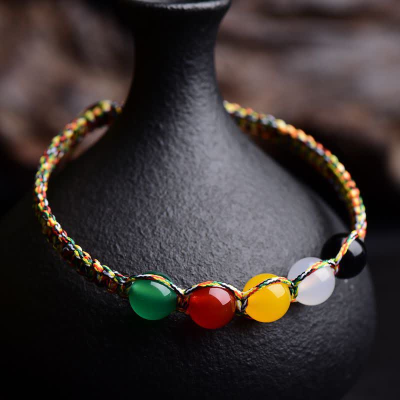 Colorful Agate Five Elements 8mm String Bracelet