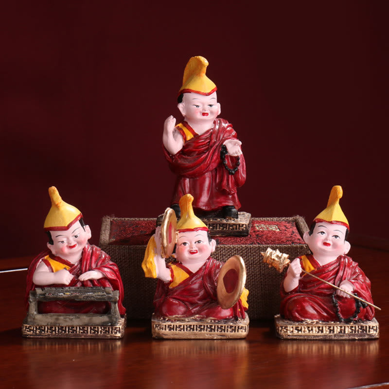 Hand Painted Tibetan Lama Figures | Resin Spiritual Statues