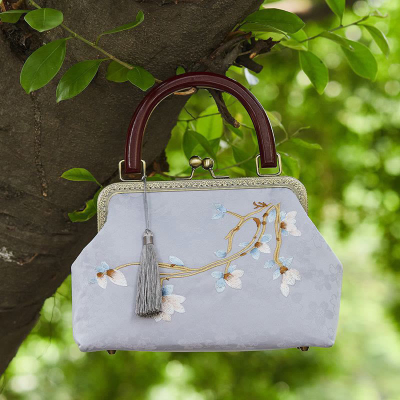 Flower Embroidery Handbag | Spiritual Crossbody Bag 19cm
