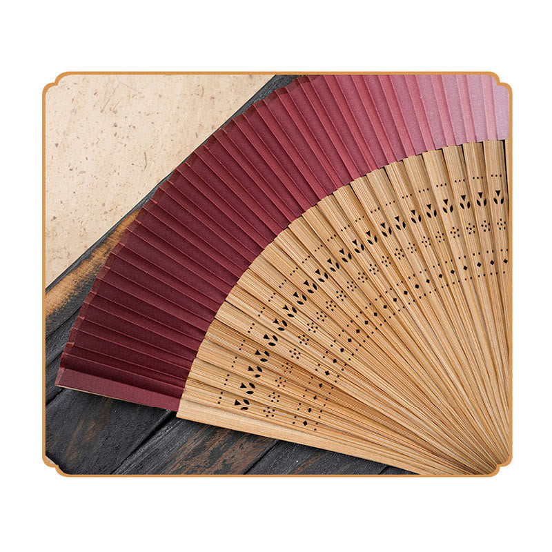 21.5cm Bamboo Folding Fan with Gradient Hollow Engraved Design