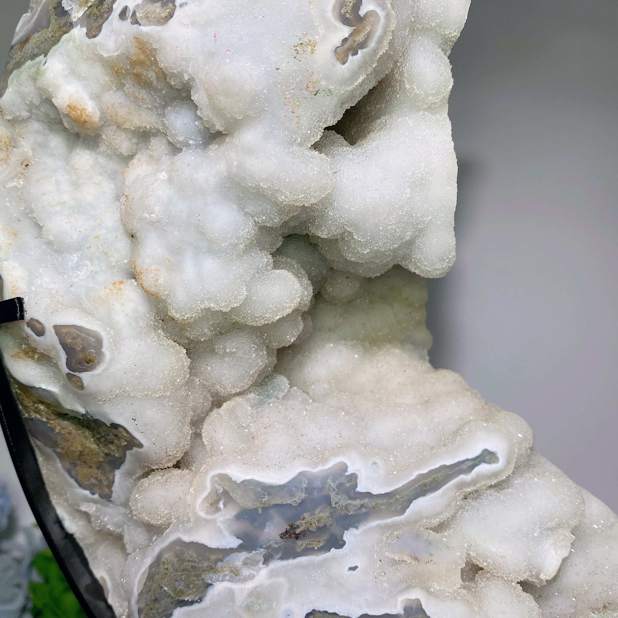 30cm Druzy Moss Agate Moon Carving Crystal Shape for Healing