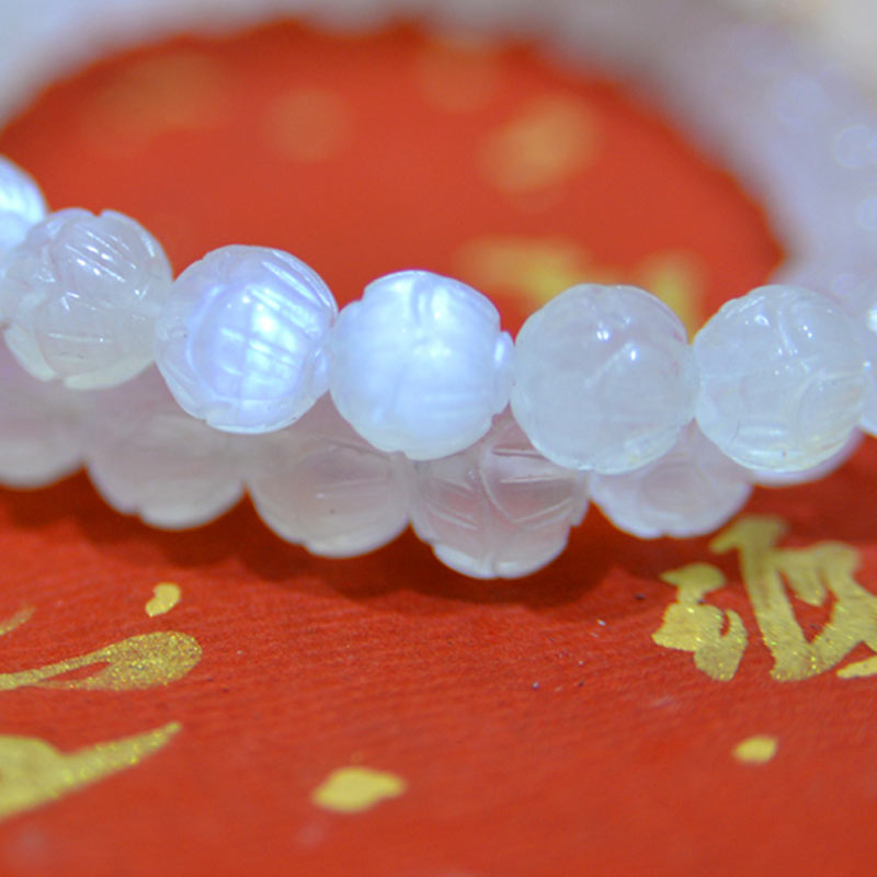 8mm Moonstone Bracelet Lotus Love for Calm & Healing