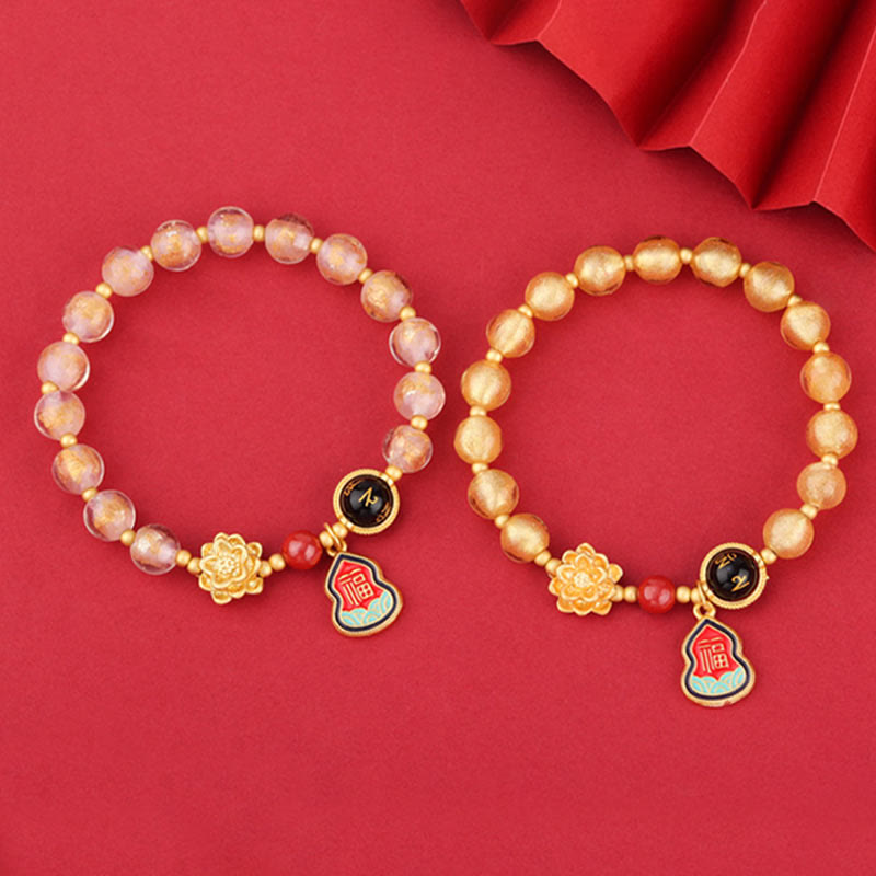 8mm Om Mani Padme Hum Bracelet | Liuli Glass Charm