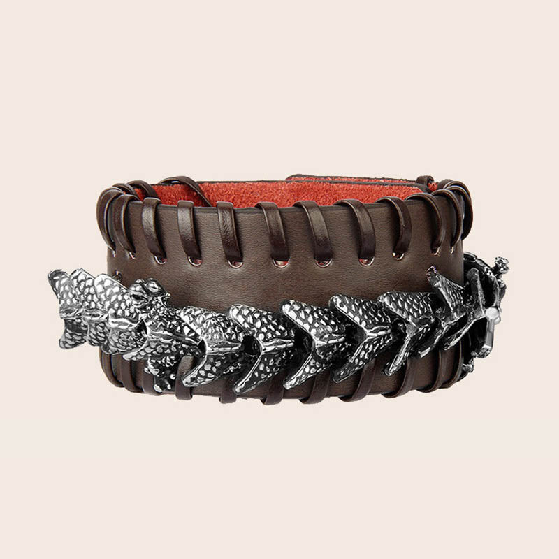 Dragon Leather Protection Weave Bracelet for Strength and Luck