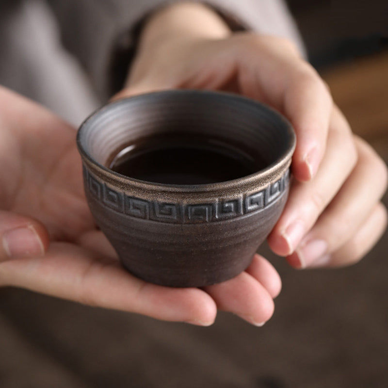 Striped Ceramic Teacup 80ml | Zen Decor Bowl