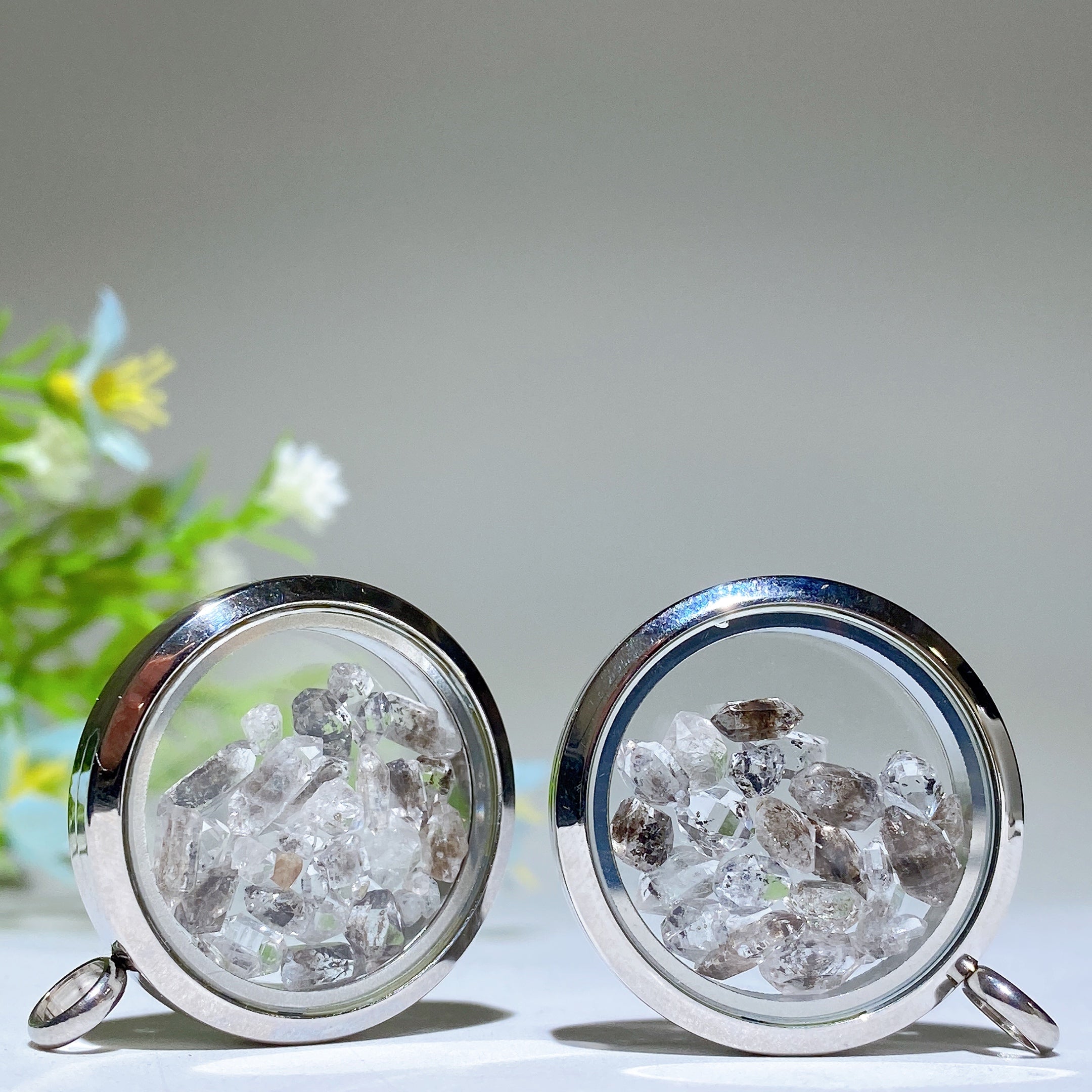 30mm Herkimer Diamond Clear Quartz Crystal Pendant