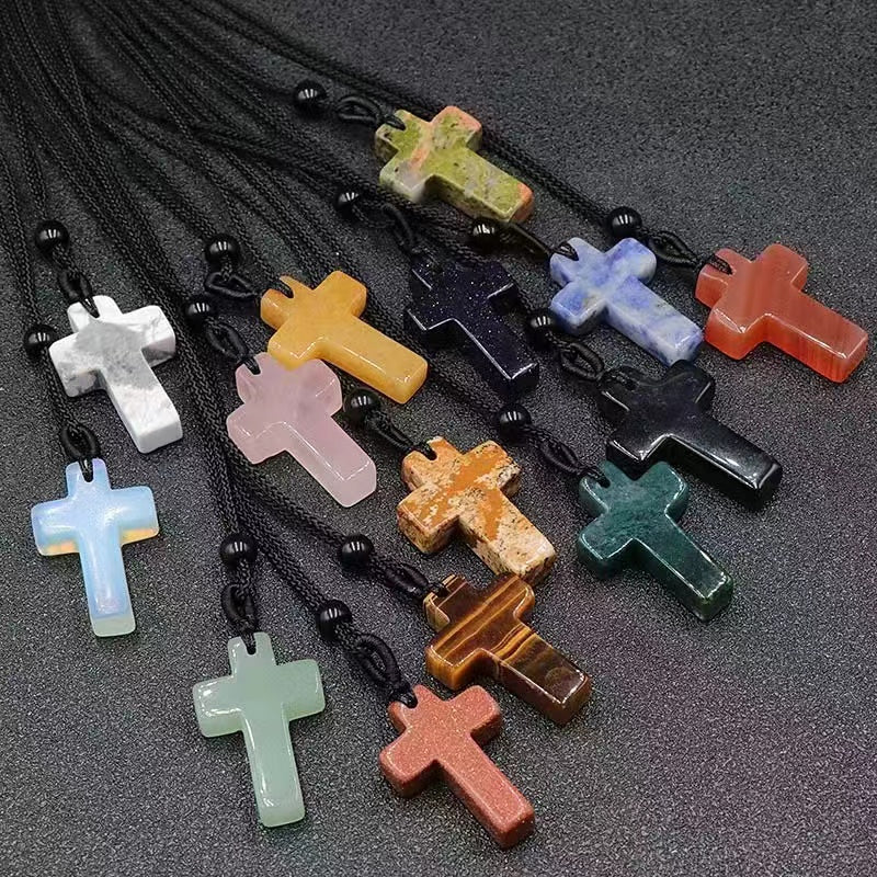 30mm Mixed Crystal Cross Healing Pendant