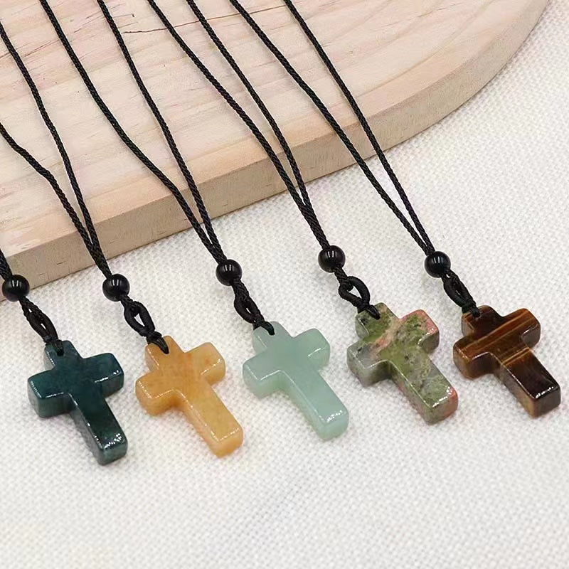 30mm Mixed Crystal Cross Healing Pendant