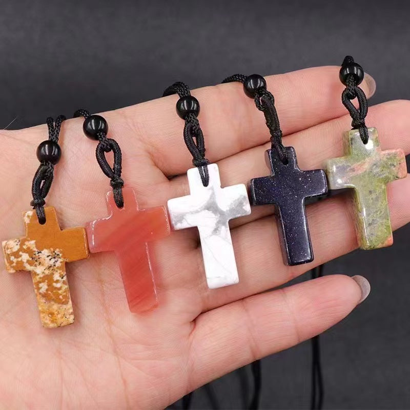 30mm Mixed Crystal Cross Healing Pendant