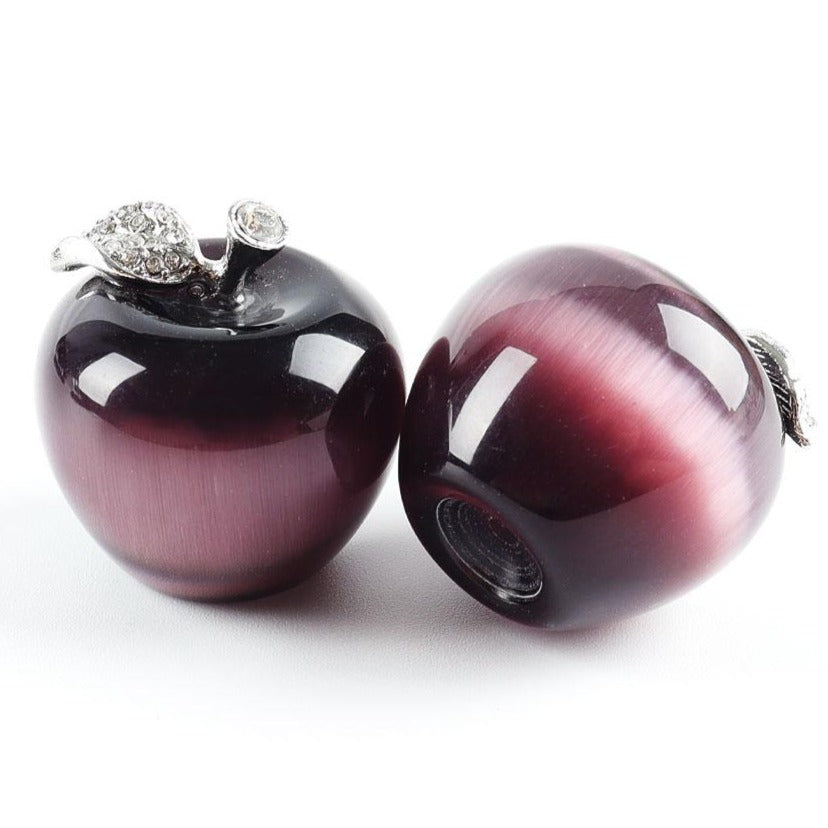 30mm Purple Cat Eye Crystal Apple Figurine for Peace
