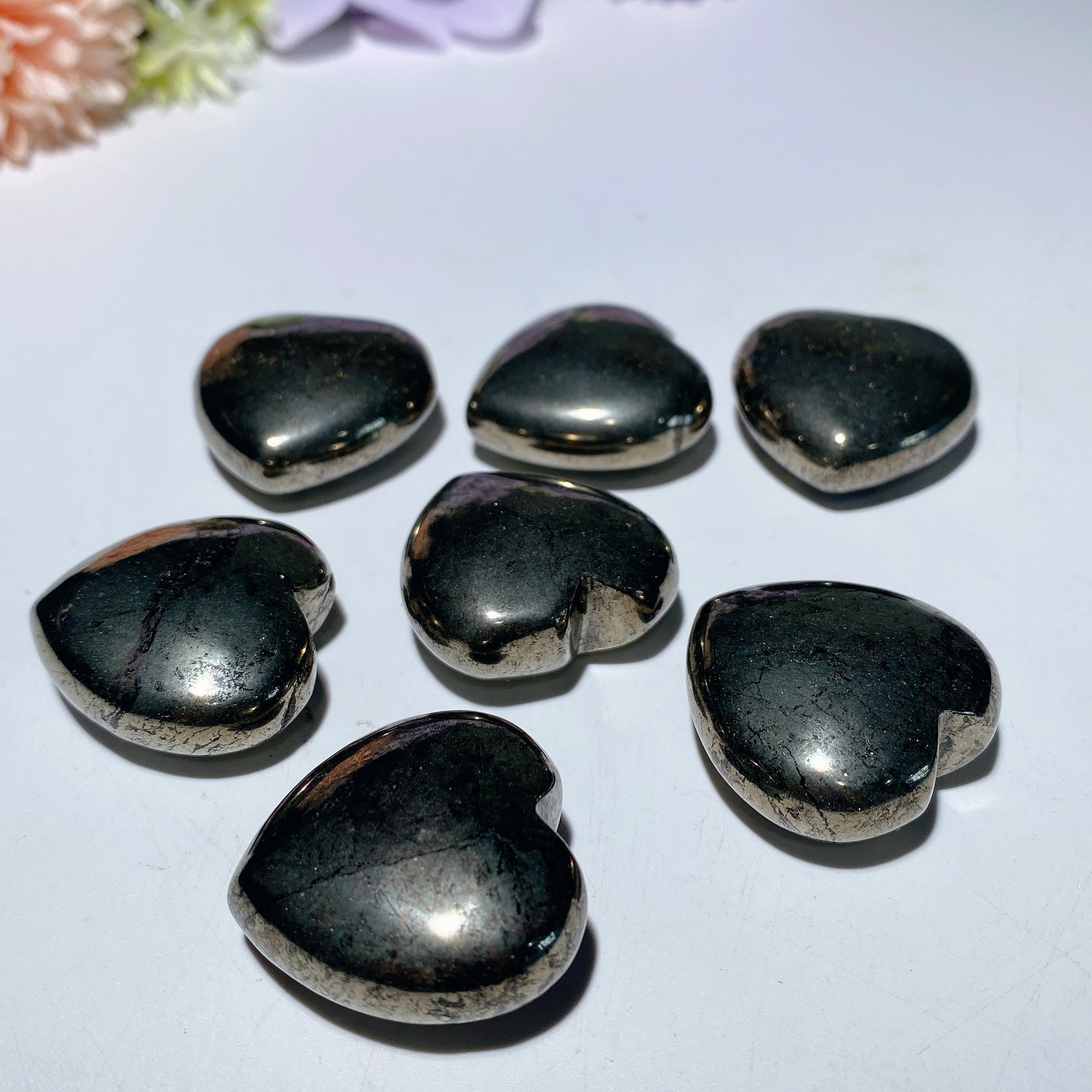 30mm Pyrite Heart Crystal for Energy Healing