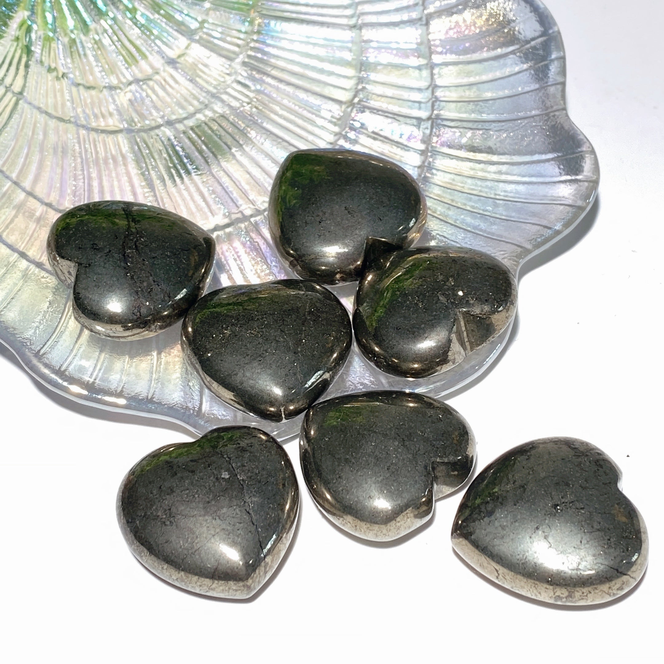 30mm Pyrite Heart Crystal for Energy Healing