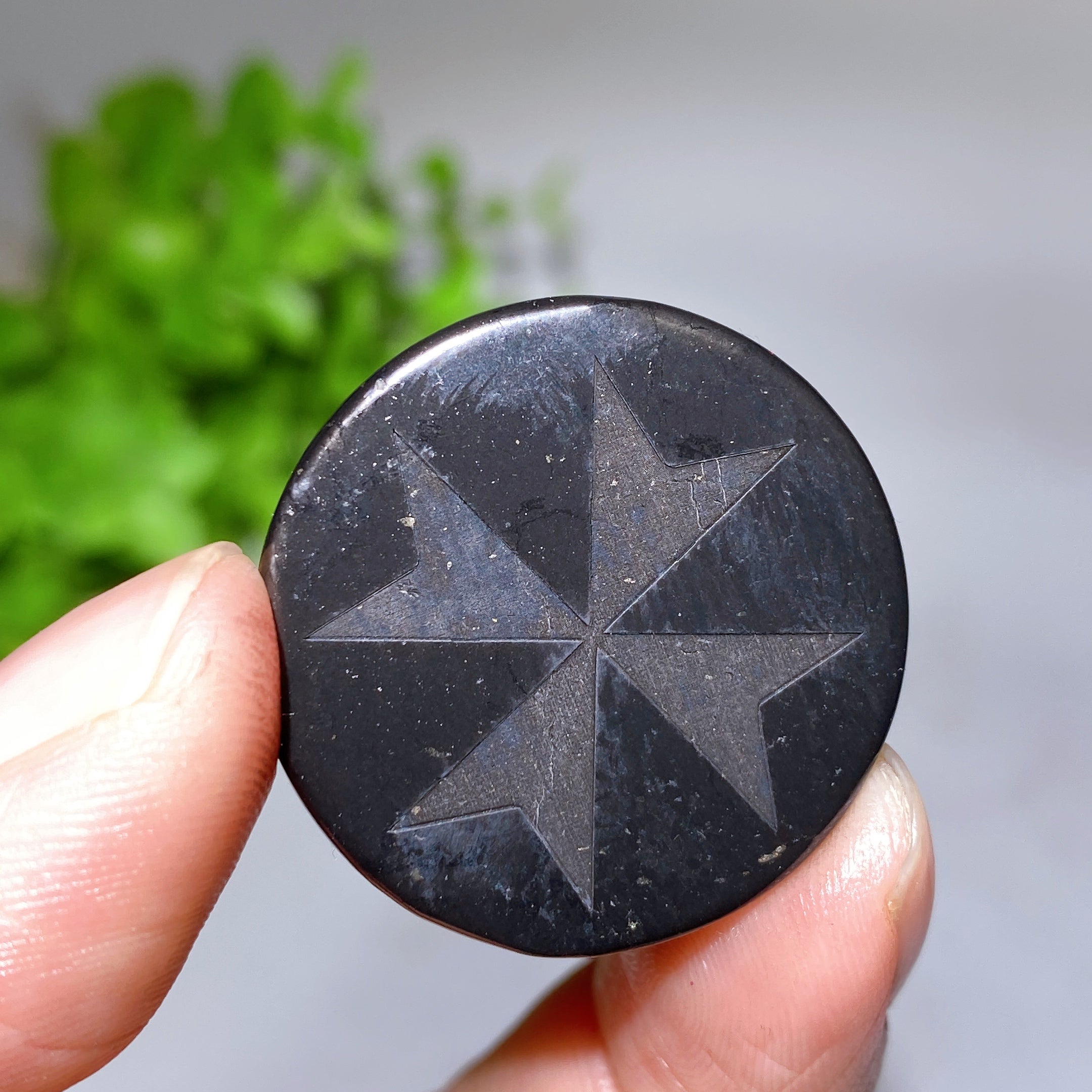 30mm Schungite Healing Crystal Round Slab