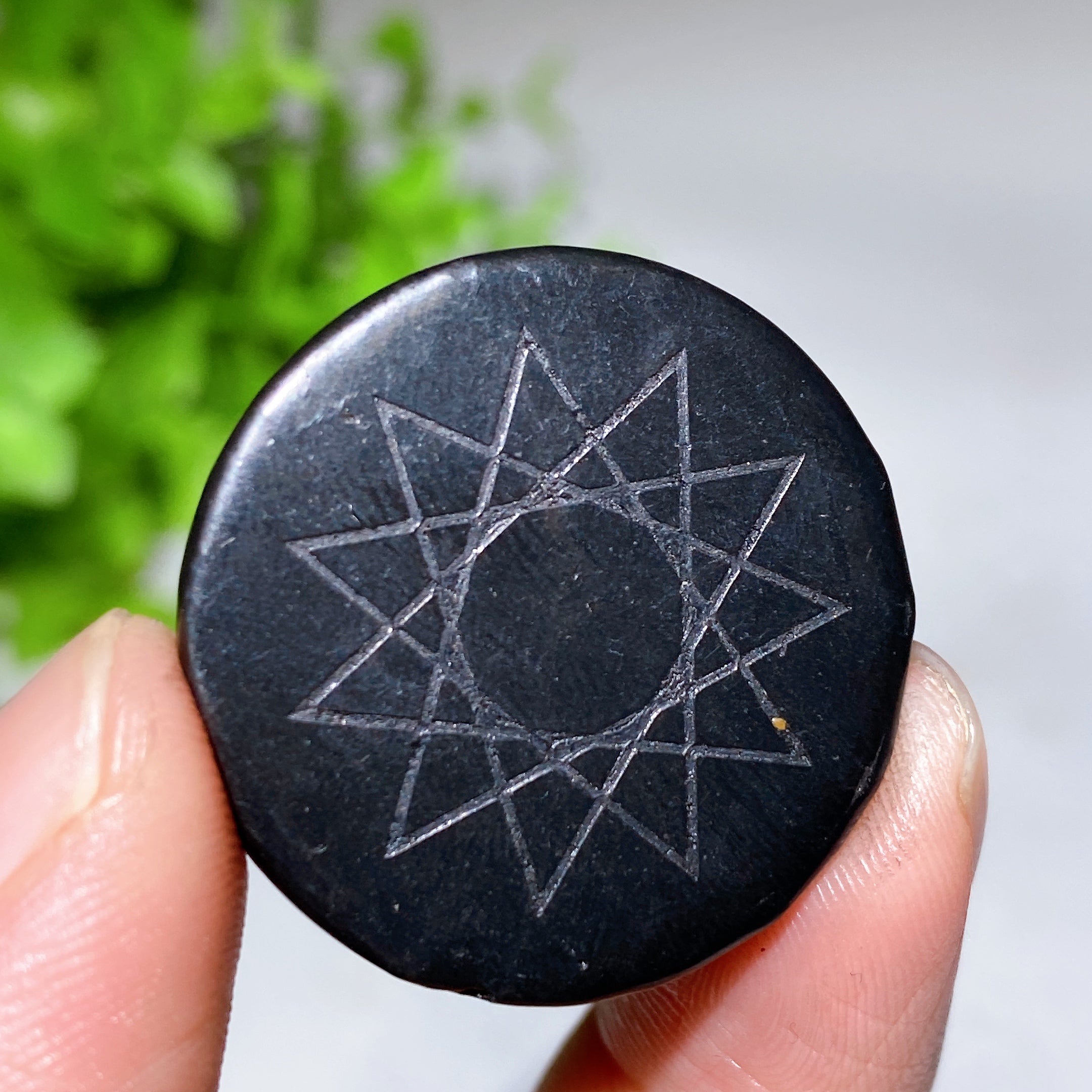 30mm Schungite Healing Crystal Round Slab