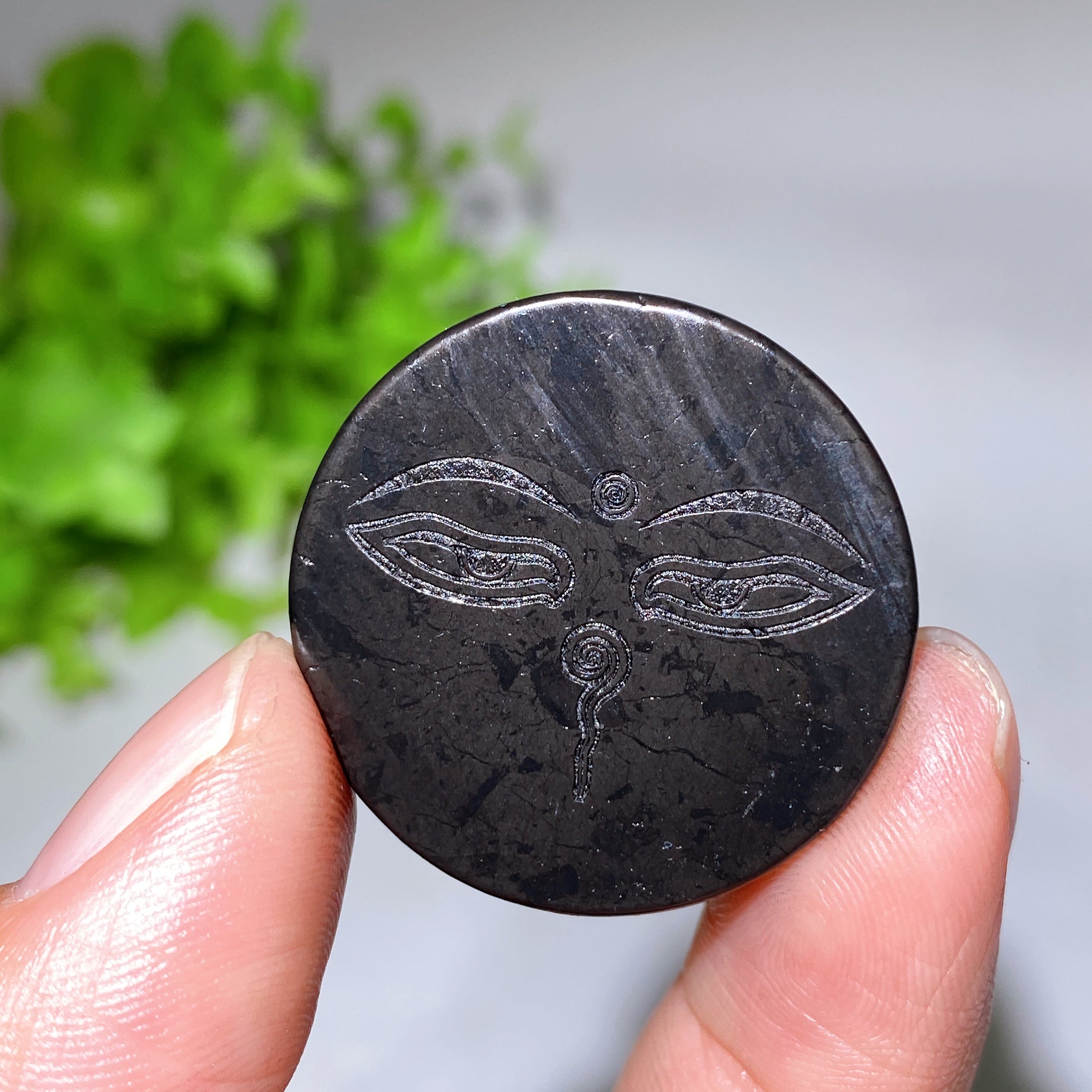 30mm Schungite Healing Crystal Round Slab