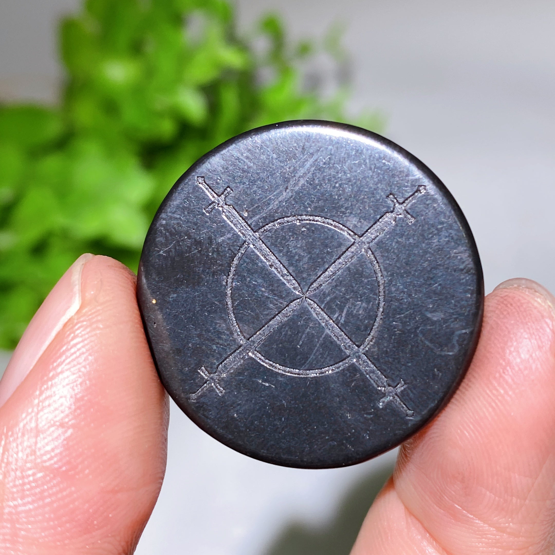 30mm Schungite Healing Crystal Round Slab