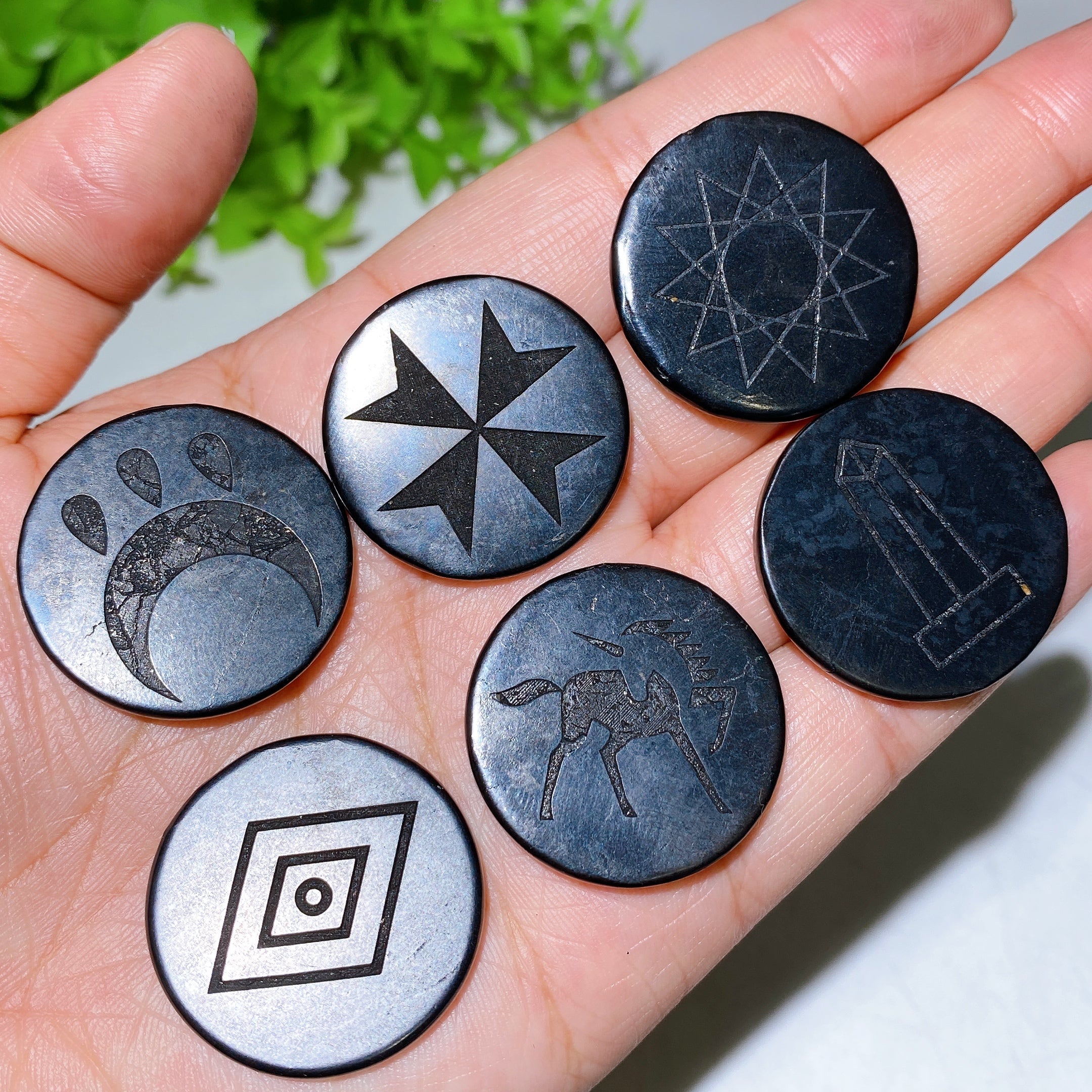 30mm Schungite Healing Crystal Round Slab