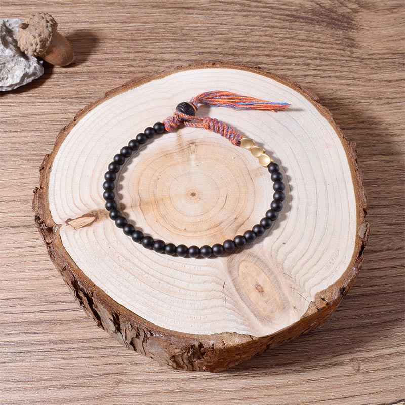 6.7-7in Black Onyx Tassel Bracelet | Protection & Strength
