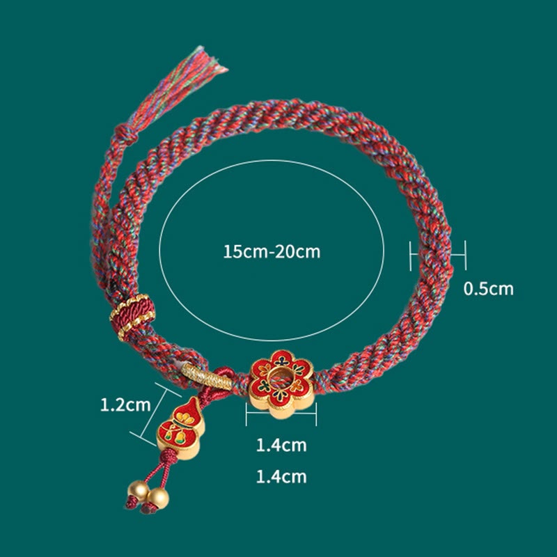 Handmade Colorful Gourd Flower Red String Protection Bracelet
