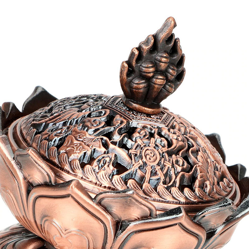 7cm Zinc Alloy Lotus Incense Burner for Meditation