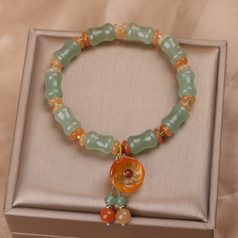 Jade Bamboo Flower Luck Bracelet for Prosperity & Growth