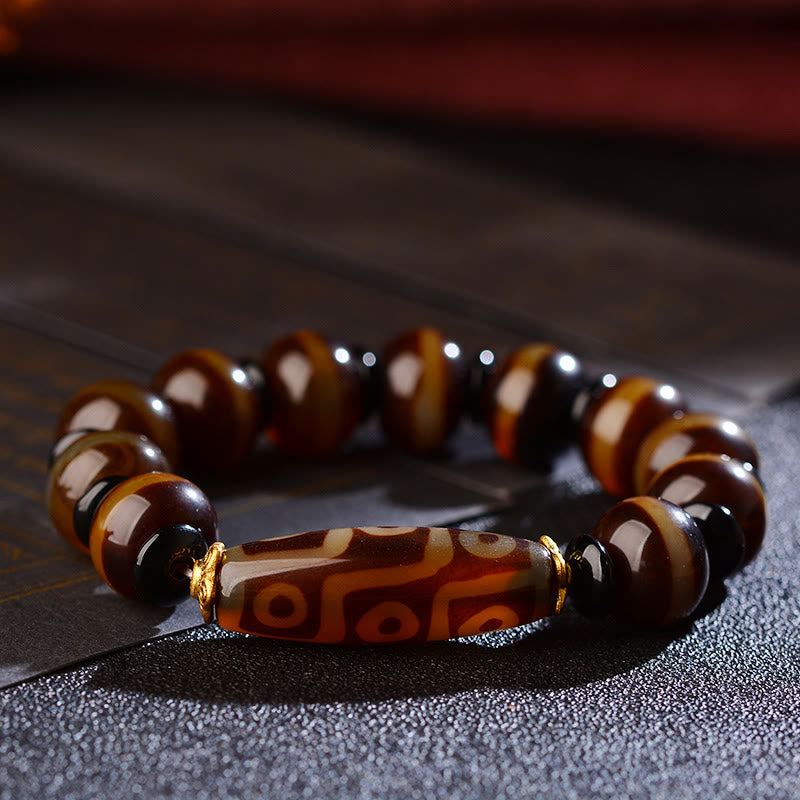 Nine-Eye Dzi Bead Agate Wealth and Protection Bracelet