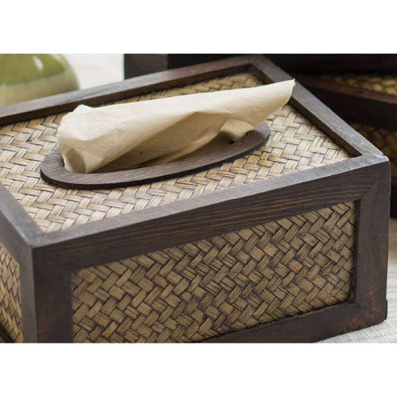 Handmade Bamboo Wooden Tissue Box for Zen Decor