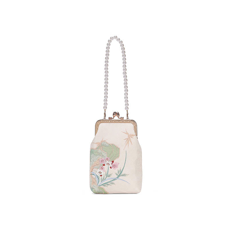 Mountain Stone Orchid Pearl Chain Crossbody Bag