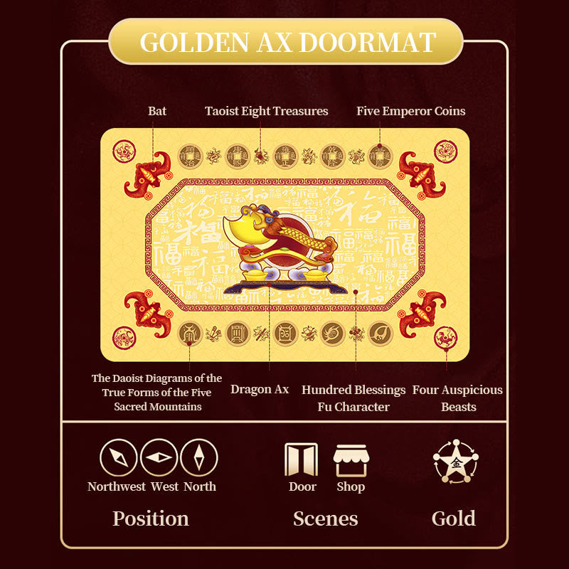 Five Elements Feng Shui Doormat for Zen Decor 50x80cm