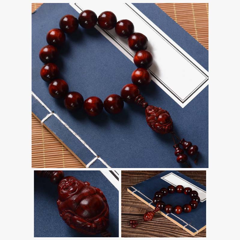 15mm Small Leaf Red Sandalwood Buddha Protection Bracelet