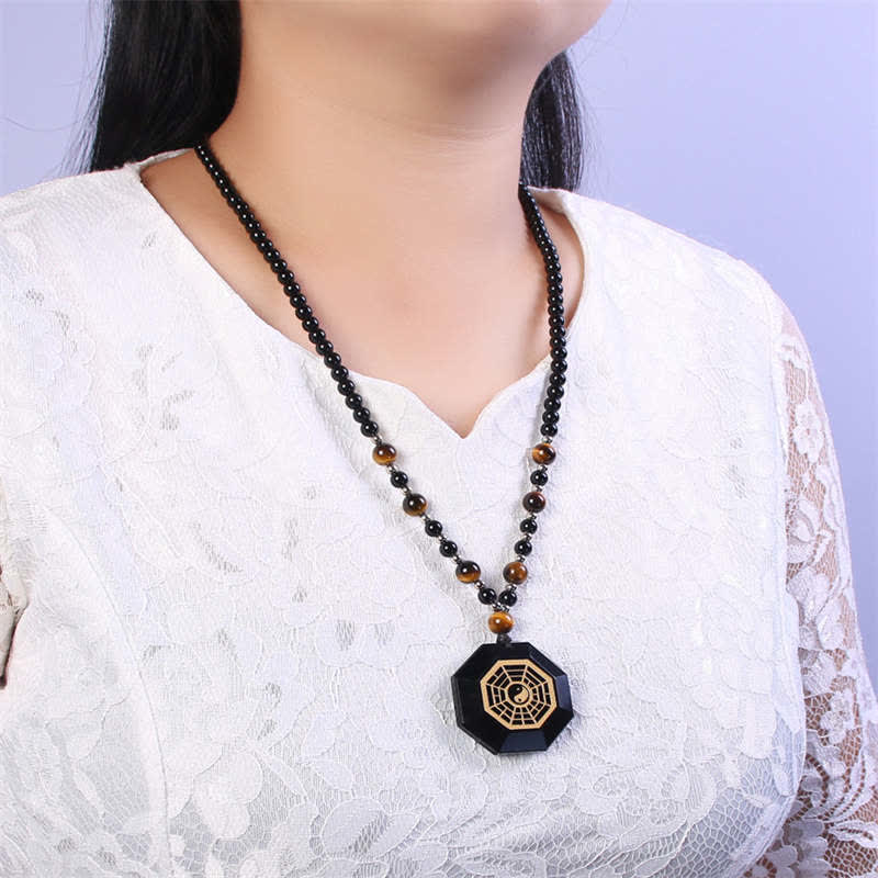 Black Obsidian Yin Yang Necklace | Purification & Balance