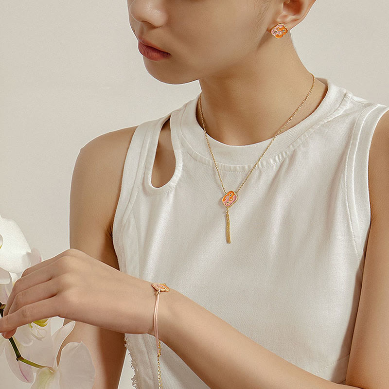 18K Gold Plated Copper Two Birds Zircon Jewelry Set