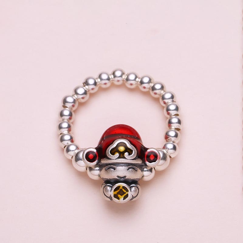 925 Sterling Silver God Of Wealth Protection Ring 53-54mm