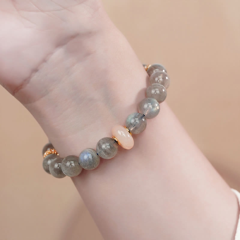 10mm Labradorite and Moonstone Healing Bracelet for Change