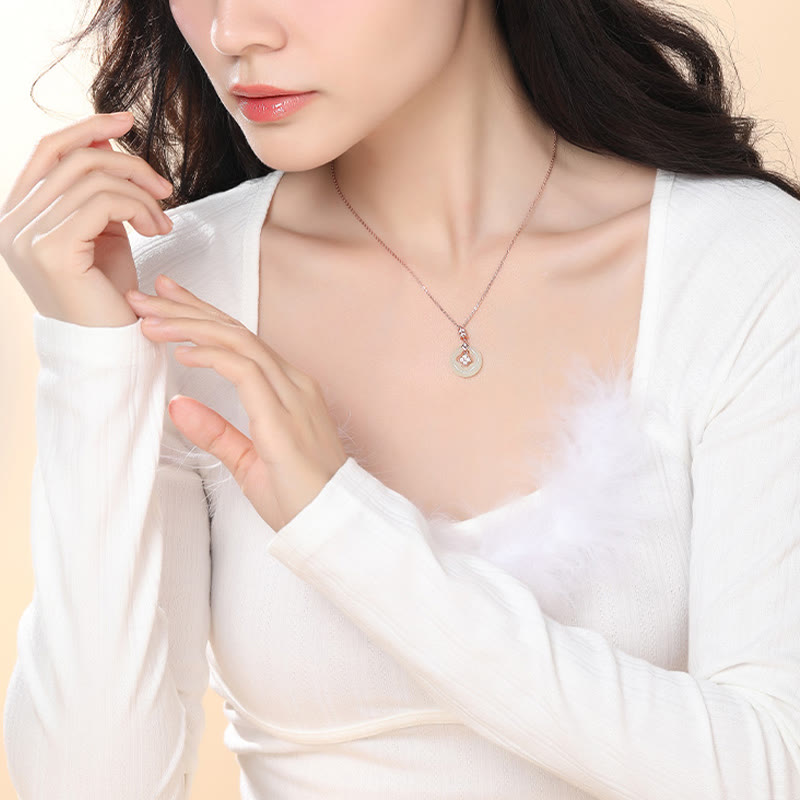 Hetian Jade Lucky Four Leaf Clover Necklace for Prosperity