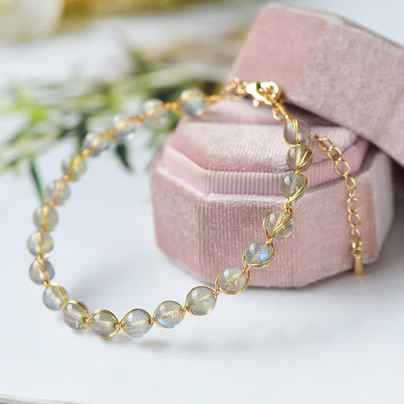 Moonstone 14K Gold Healing Bracelet for Positive Energy and Calm