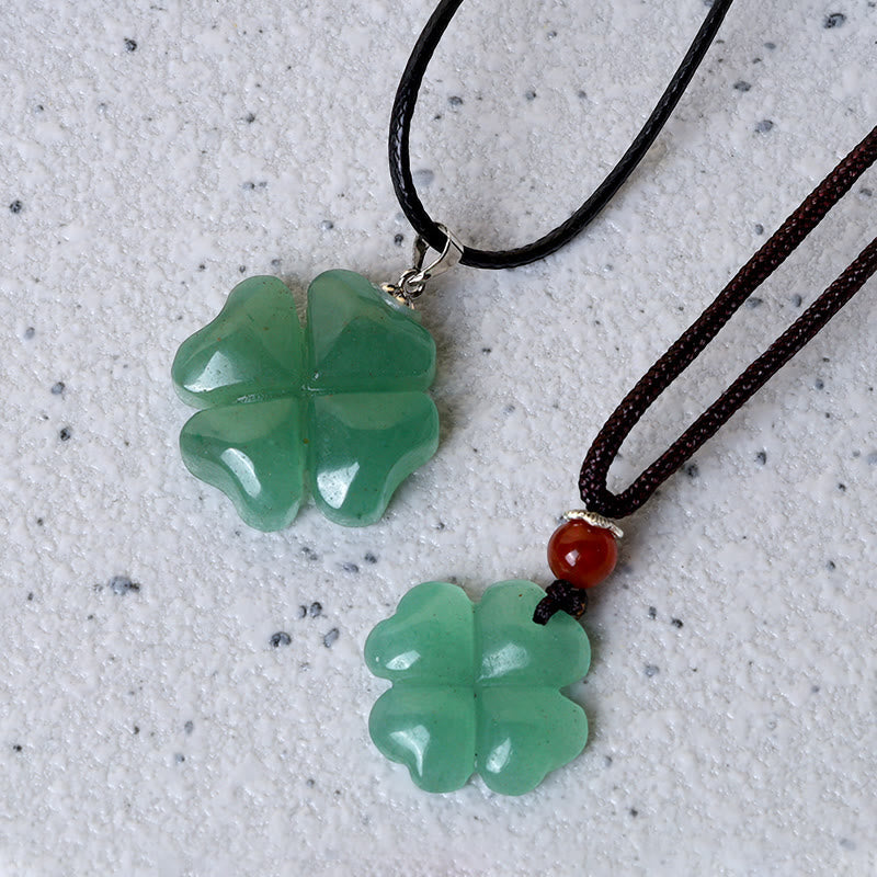 Green Aventurine Luck Necklace | Sterling Silver Clover Charm