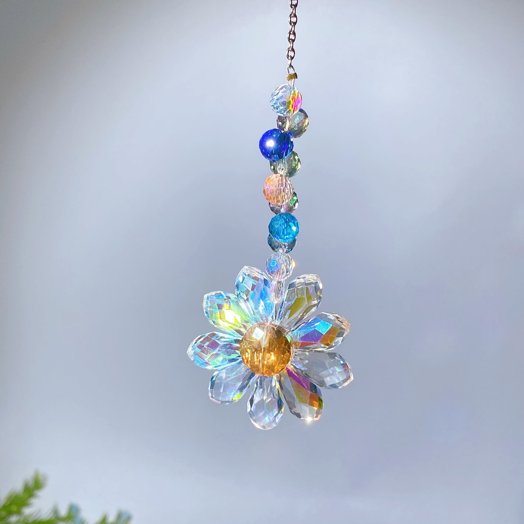 32cm Glass Sunflower Crystal Healing Suncatcher