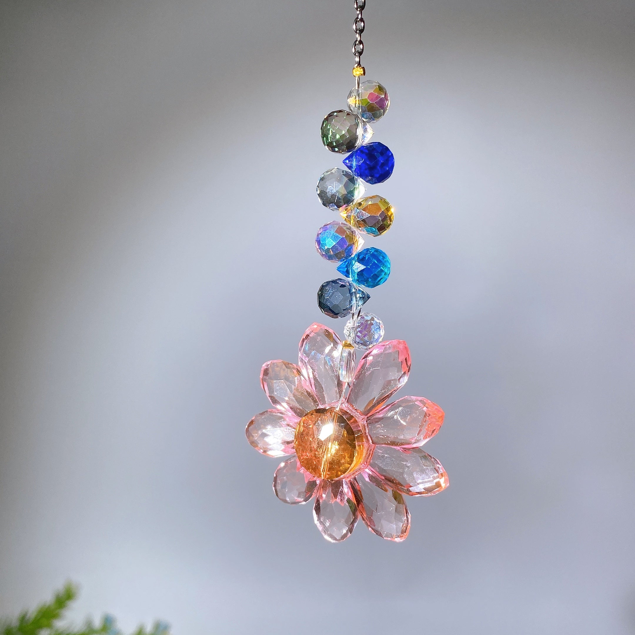 32cm Glass Sunflower Crystal Healing Suncatcher