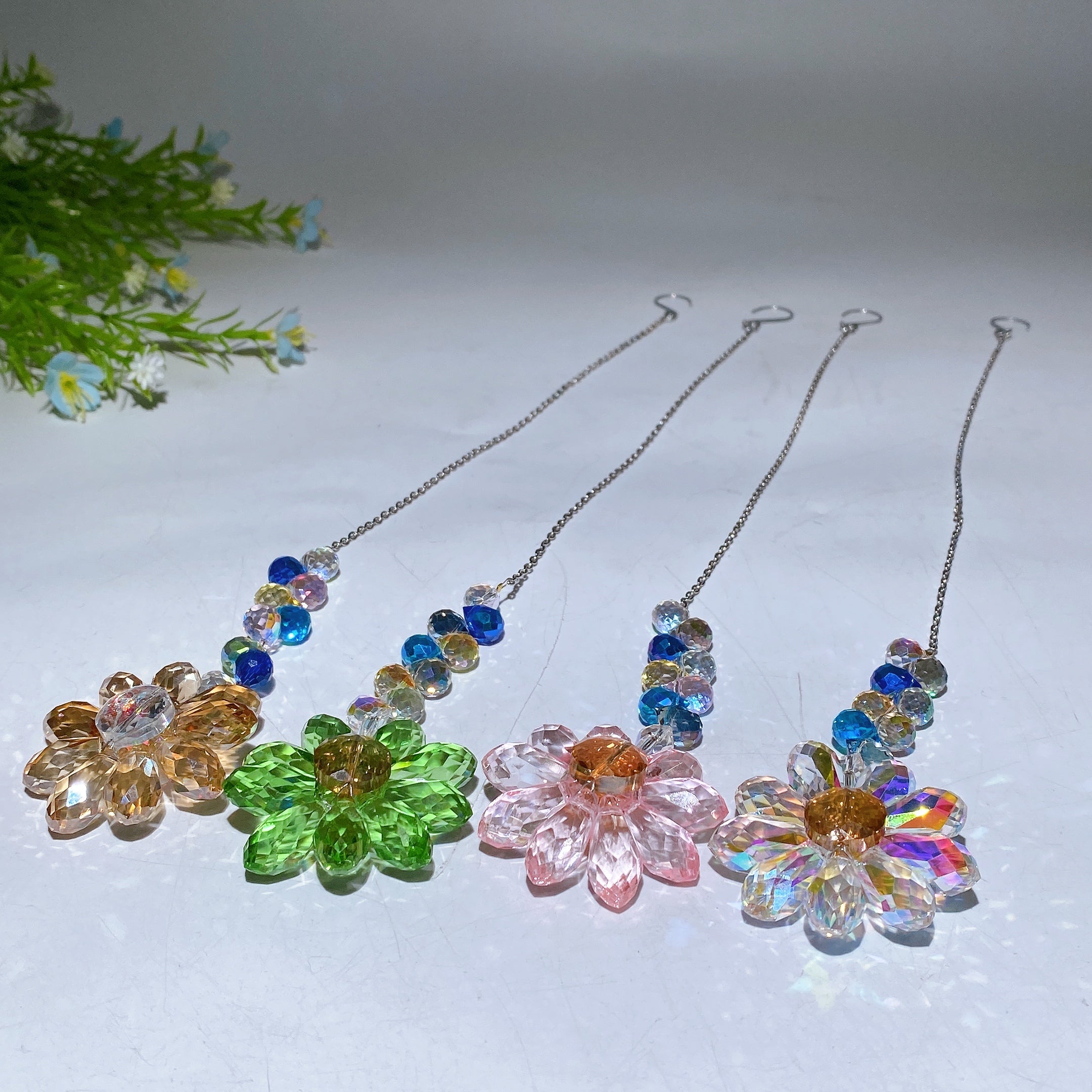 32cm Glass Sunflower Crystal Healing Suncatcher