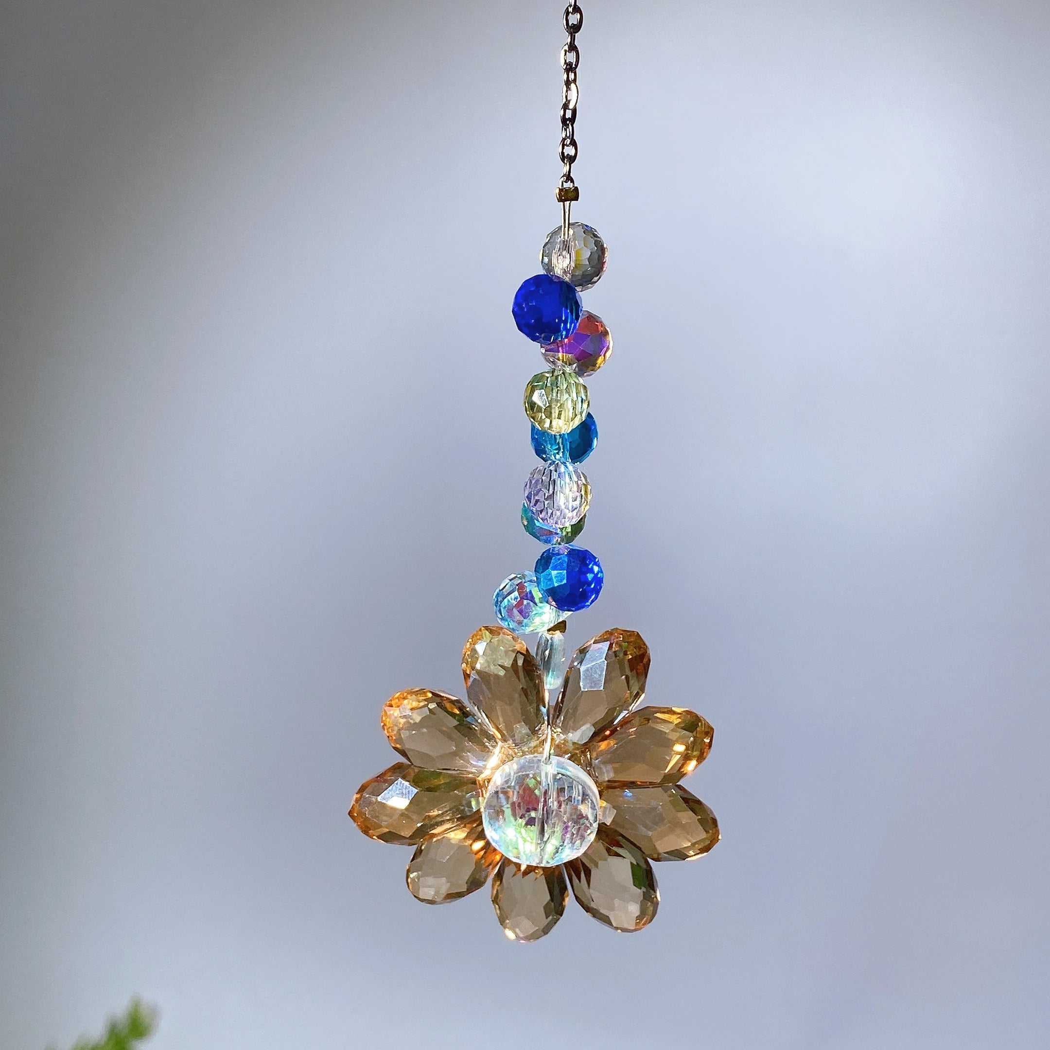 32cm Glass Sunflower Crystal Healing Suncatcher