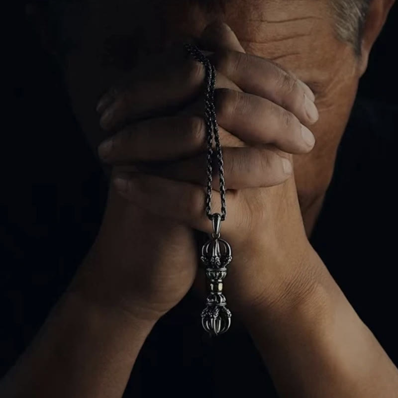 Copper Tibetan Dorje Vajra Wealth Necklace Pendant