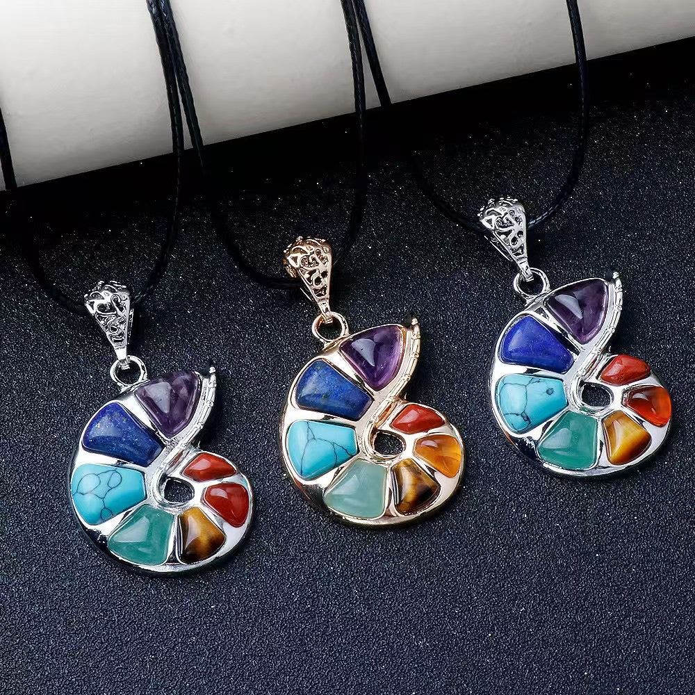 32mm Chakra Shell Shape Spiritual Pendant Necklace